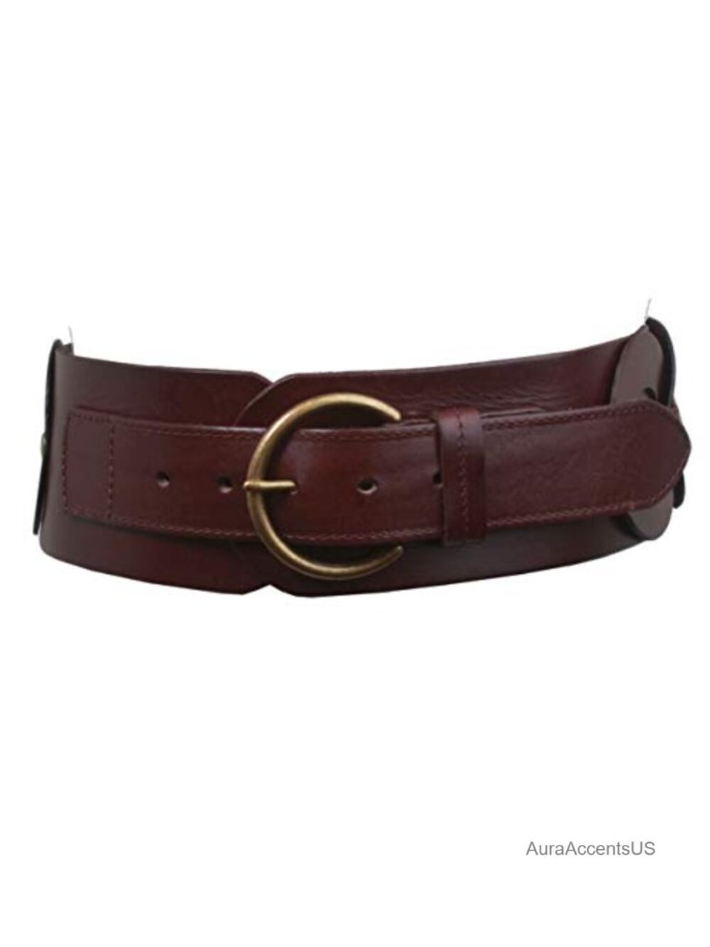 Wide High Waist Braided Full Grain Leather Belt - 3 inch Round Disk Linked